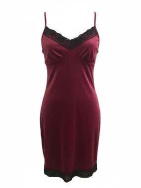 Velvet W/Black Lace Trim Bodycon Sheath Dress Stretchy Small